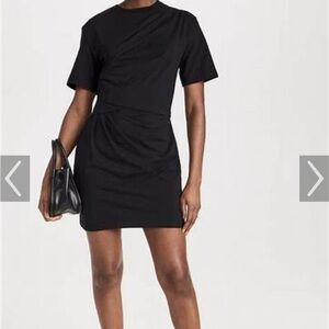 Simkhai Zeus short sleeve black draped mini t-shirt dress xs NWT